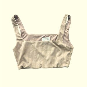 Revolve Camila Coelho Tan Ribbed Crop Top Size XS